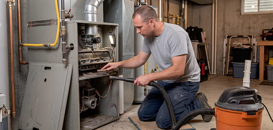 Burner and Heater Compartment Lint Removal in New Brunswick