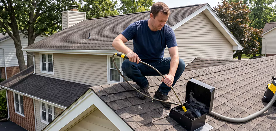 Multi-Story Roof Dryer Vent Cleaning in New Brunswick